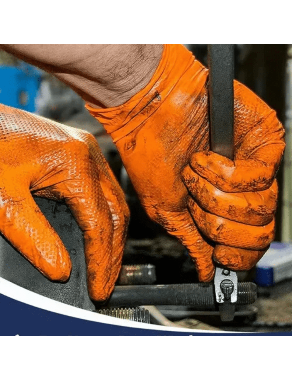 GUANTE NITRILO DIAMANTADO NARANJO 8.0 GR - 100 UNIDADES - TRESOR5