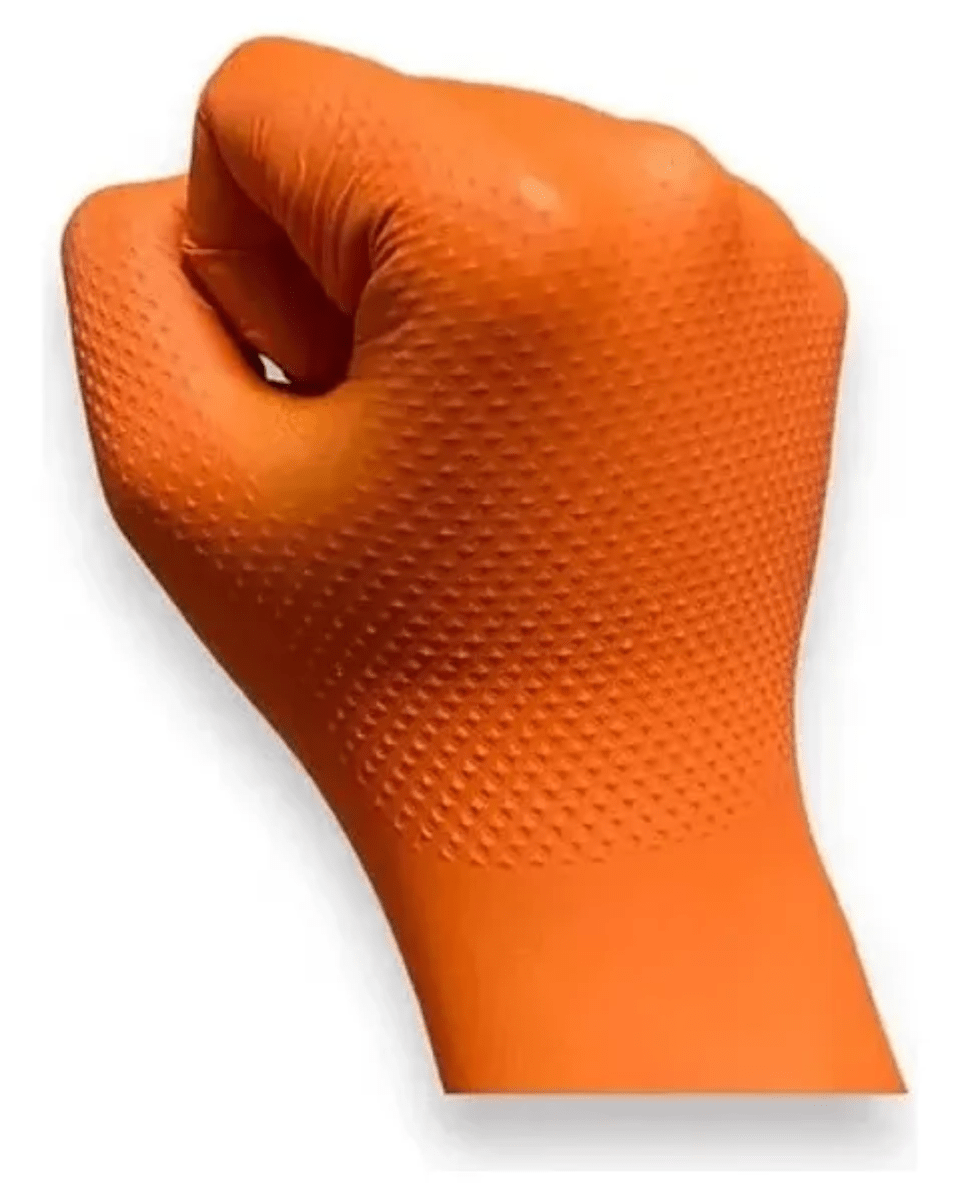 GUANTE NITRILO DIAMANTADO NARANJO 8.0 GR - 100 UNIDADES - TRESOR3