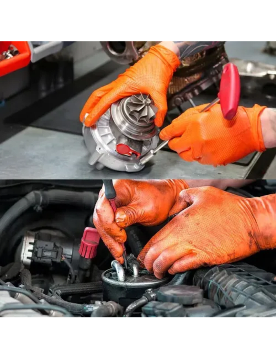 GUANTE NITRILO DIAMANTADO NARANJO 8.0 GR - 100 UNIDADES - TRESOR4