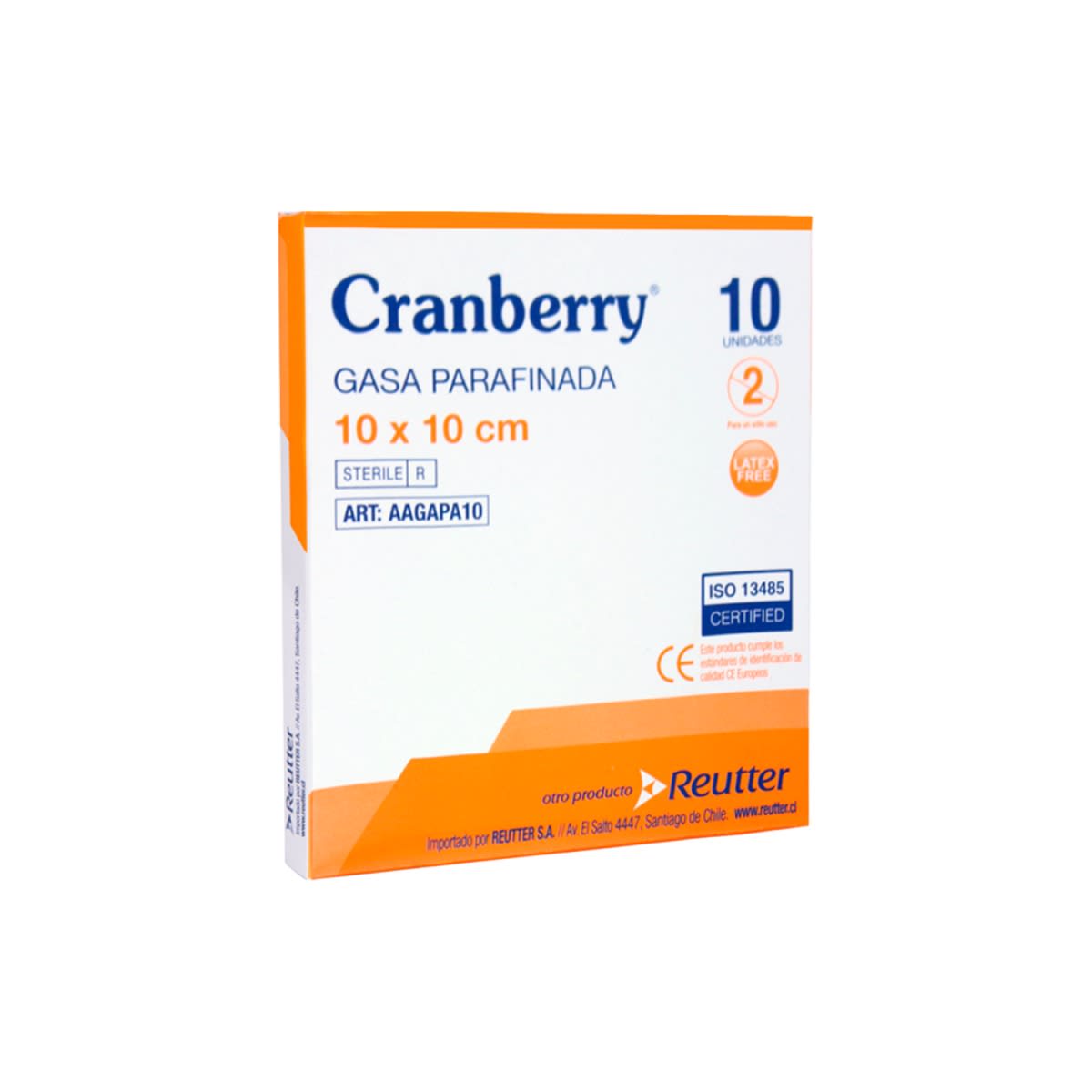 GASA PARAFINADA ESTÉRIL 10X10 CM - 10 UNIDADES - MARCA CRANBERRY2