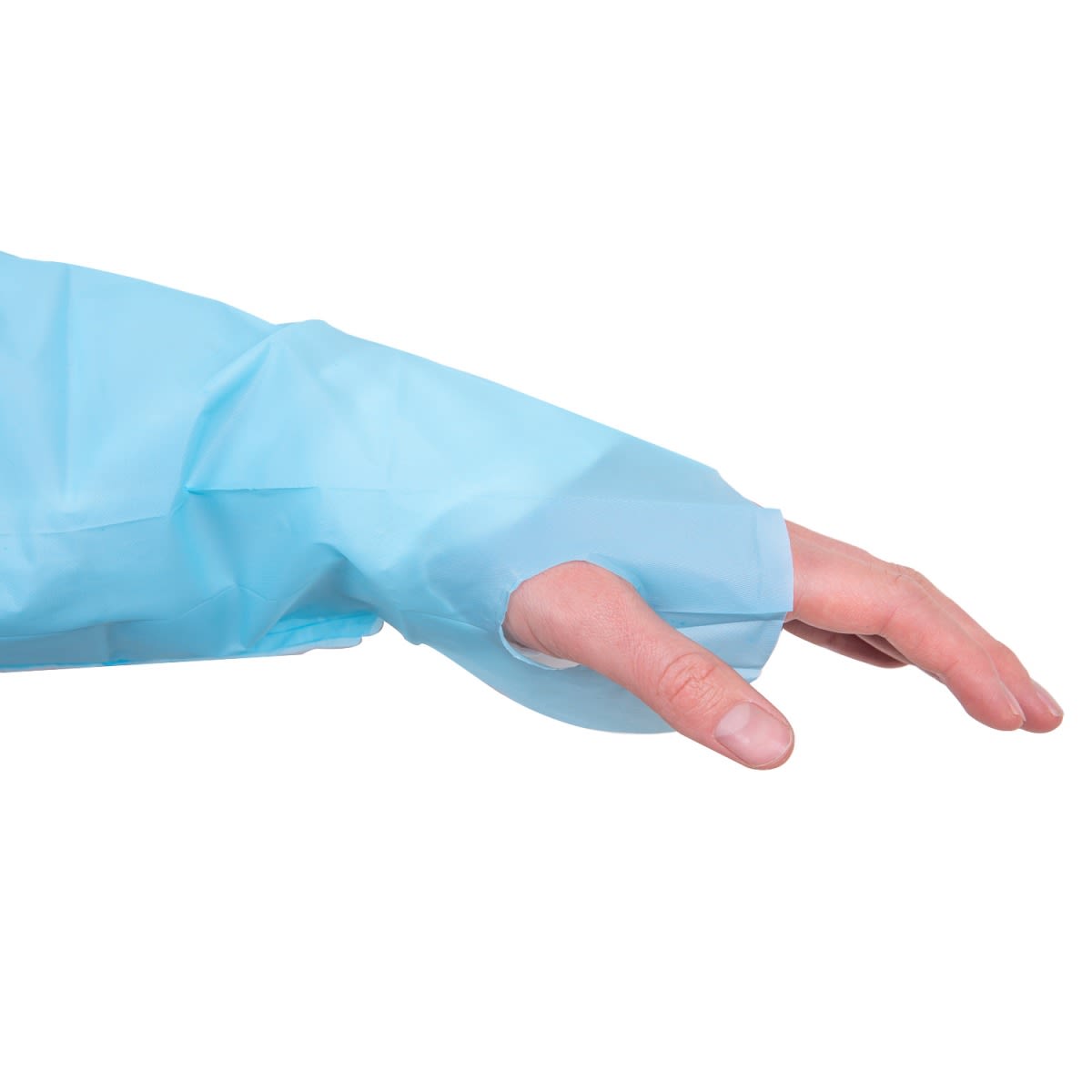 PECHERA PLÁSTICA DESECHABLE CON MANGA Y OJAL EN EL PULGAR - 100 UNIDADES - MARCA CRANBERRY3