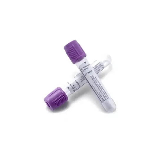 TUBO EXTRACCIÓN SANGRE TAPA LILA EDTA K2 - 100 UNIDADES - MARCA BD2