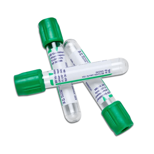 TUBO EXTRACCIÓN SANGRE TAPA VERDE HEPARINA DE SODIO 4ML - 100 UNIDADES - MARCA BD2