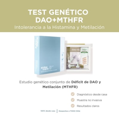 ESTUDIO GENÉTICO CONJUNTO - GEN MTHFR (METILACIÓN - METABOLISMO DEL FOLATO) + DAO(AOC1- INTOLERANCIA A LA HISTAMINA)