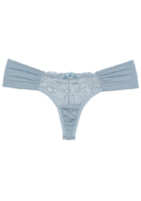 Colaless Lateral Drapeada y Encaje Celeste