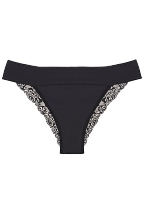 Bikini dobles en cintura y encaje Negro
