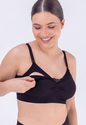 Sosten de lactancia sin costuras con detalle de encaje