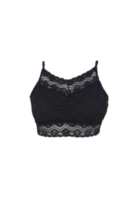 Top Encaje Recogido Negro