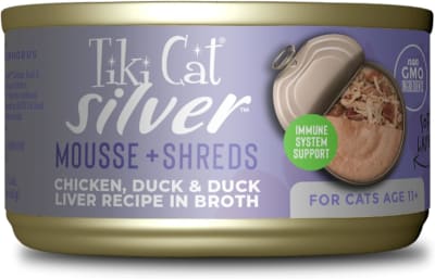 TIKI CAT SILVER CHICKEN, DUCK Y DUCK LIVER WET FOOD, 70 GR