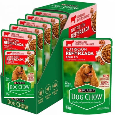 CAJA DOG CHOW SACHET ADULTO CARNE & ARROZ X15 UN