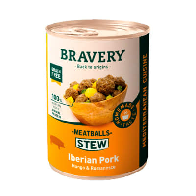 BRAVERY MEATBALL STEW IBERIAN PORK DOG WET FOOD 415 GR