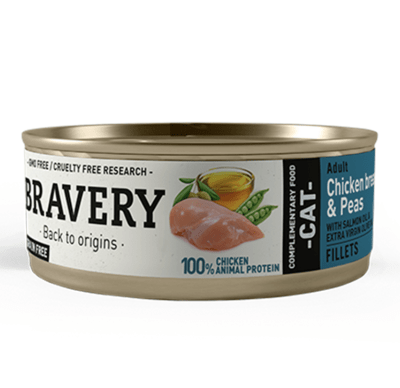 BRAVERY CHICKEN AND PEAS ADULT CAT WET FOOD 70 GR