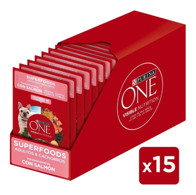 CAJA PURINA ONE SACHET PERRO ADULTO - CACHORRO SALMON X15 100 GR
