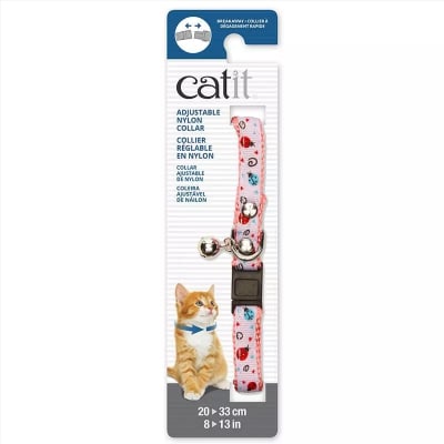 CATIT COLLAR AJUSTABLE BLANCO ROSA CON CHINITAS