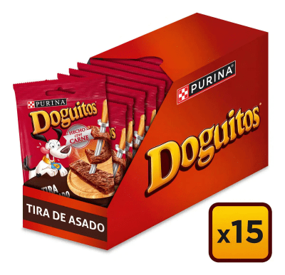 CAJA PURINA DOGUITOS TIRAS DE ASADO X15 UN 65 GR