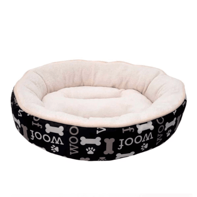 DOGIT DREAMWELL CAMA REDONDA WOOF NEGRA 53CM