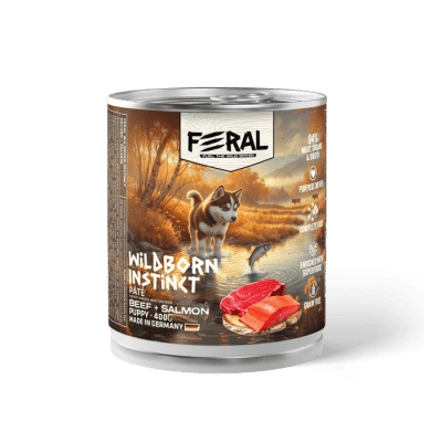 FERAL LATA CACHORRO CARNE VACUNO Y SALMON 400GR