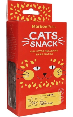 CATS SNACKS GALLETA RELLENA ATUN CON POLLO 80 gr