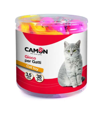 CAJA JUGUETE GATO BOLA CON CUERDA 3,5 CM (38 UN)