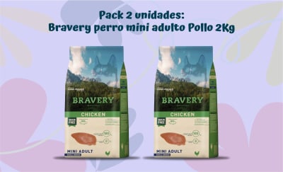 BRAVERY PERRO MINI ADULTO POLLO 2 KG - PACK 2 UNIDADES