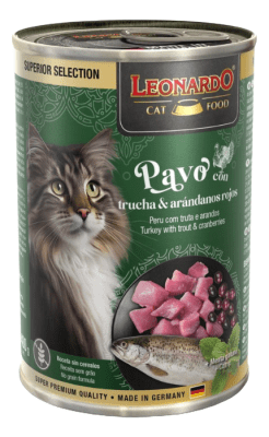 LEONARDO LATA SUPERIOR SELECTION PAVO CON TRUCHA Y ARANDANO 400 GR