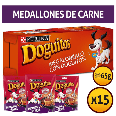 CAJA DOGUITOS MEDALLONES DE CARNE X15 UN 65 GR