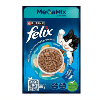 CAJA FELIX SACHET MEGAMIX GATO ADULTO X15 UN 85 GR