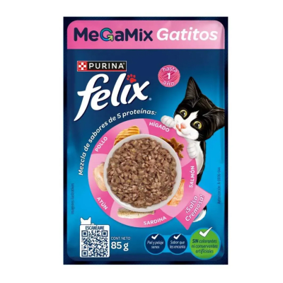 CAJA FELIX SACHET MEGAMIX GATITO X15 UN 85 GR
