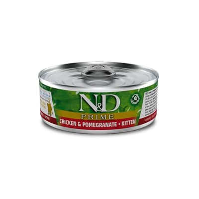 N&D LATA PRIME KITTEN POLLO Y GRANADA 80 GR