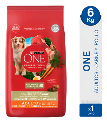 PURINA ONE PERRO ADULTO RAZA MEDIANA CARNE 6 KG