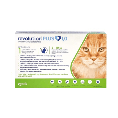 REVOLUTION PLUS GATOS PIPETA 1ML (5 A 10 KG)