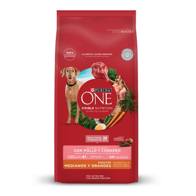 PURINA ONE PERRO ADULTO MEDIANO GRANDE POLLO CORDERO 12 KG