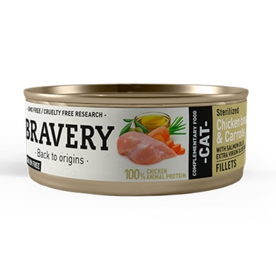 BRAVERY CHICKEN AND CARROTS STERILIZED CAT WET FOOD 70 GR