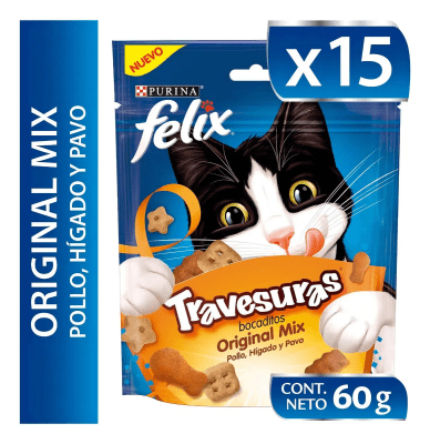 CAJA FELIX TRAVESURAS ORIGINAL MIX POLLO X15 60 GR