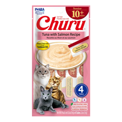 CHURU GATO SENIOR 10+  ATUN Y SALMON  14GR / 4 UN