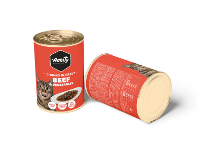 AMITY LATA GATO ADULTO VACUNO Y VEGETALES 415 GR