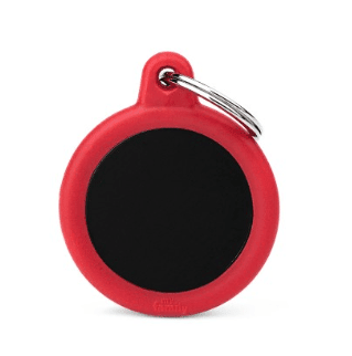 PLACA BLACK CIRCLE ALU RED RUBBER