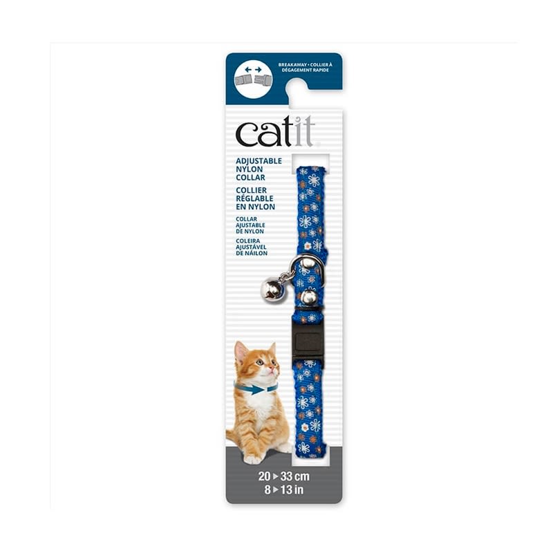 CATIT COLLAR AJUSTABLE AZUL CON FLORES1