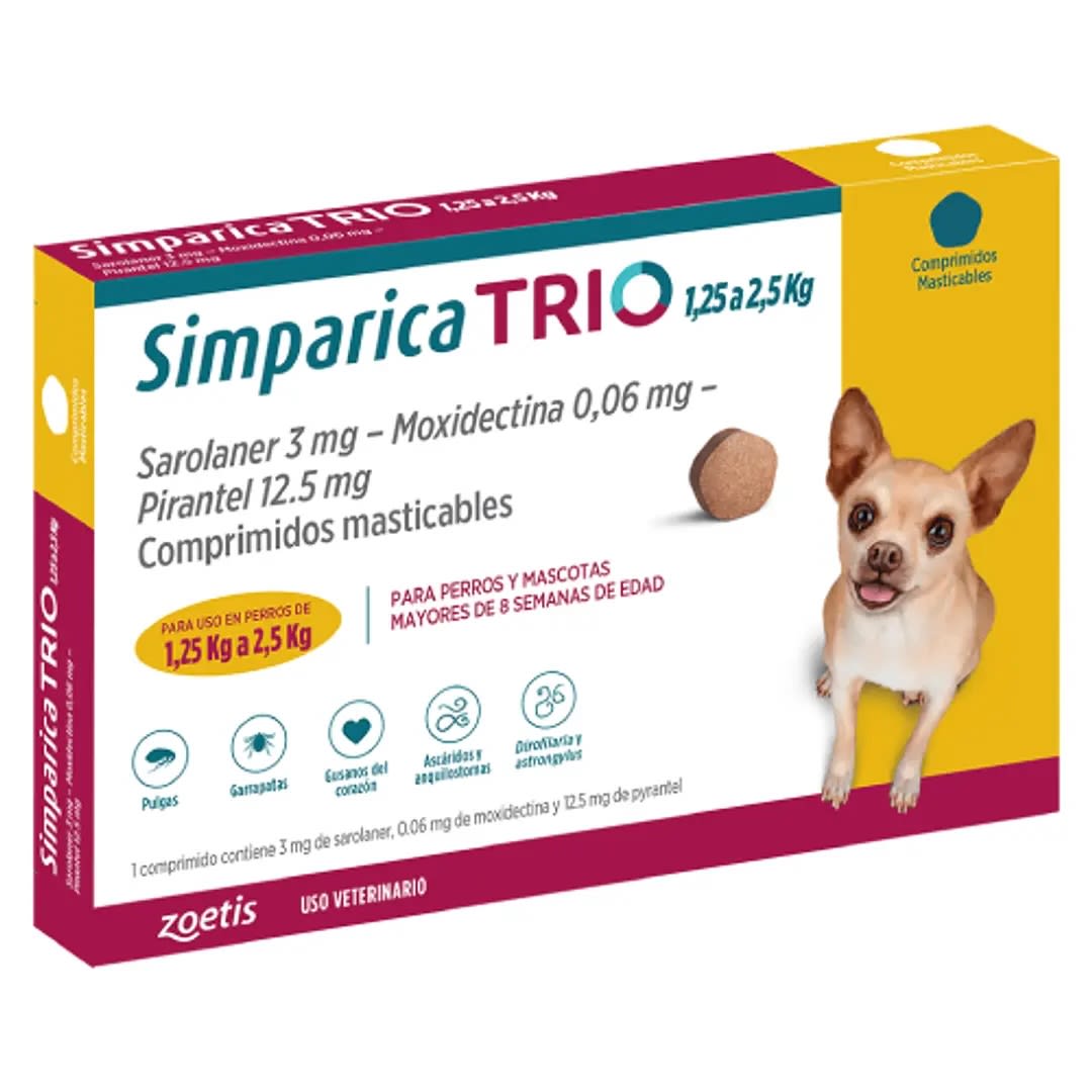 SIMPARICA TRIO X 1 COMP (1,3 - 2,5 KG)1