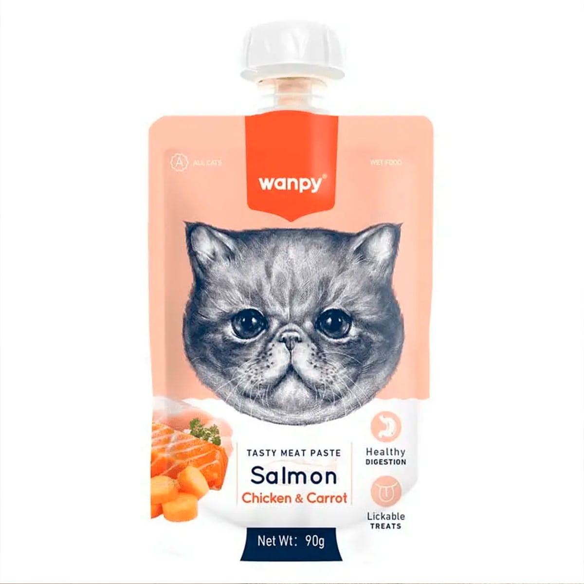 Wanpy Tasty Meat Paste Gato Salmon, Pollo Y Zanahoria 90g1