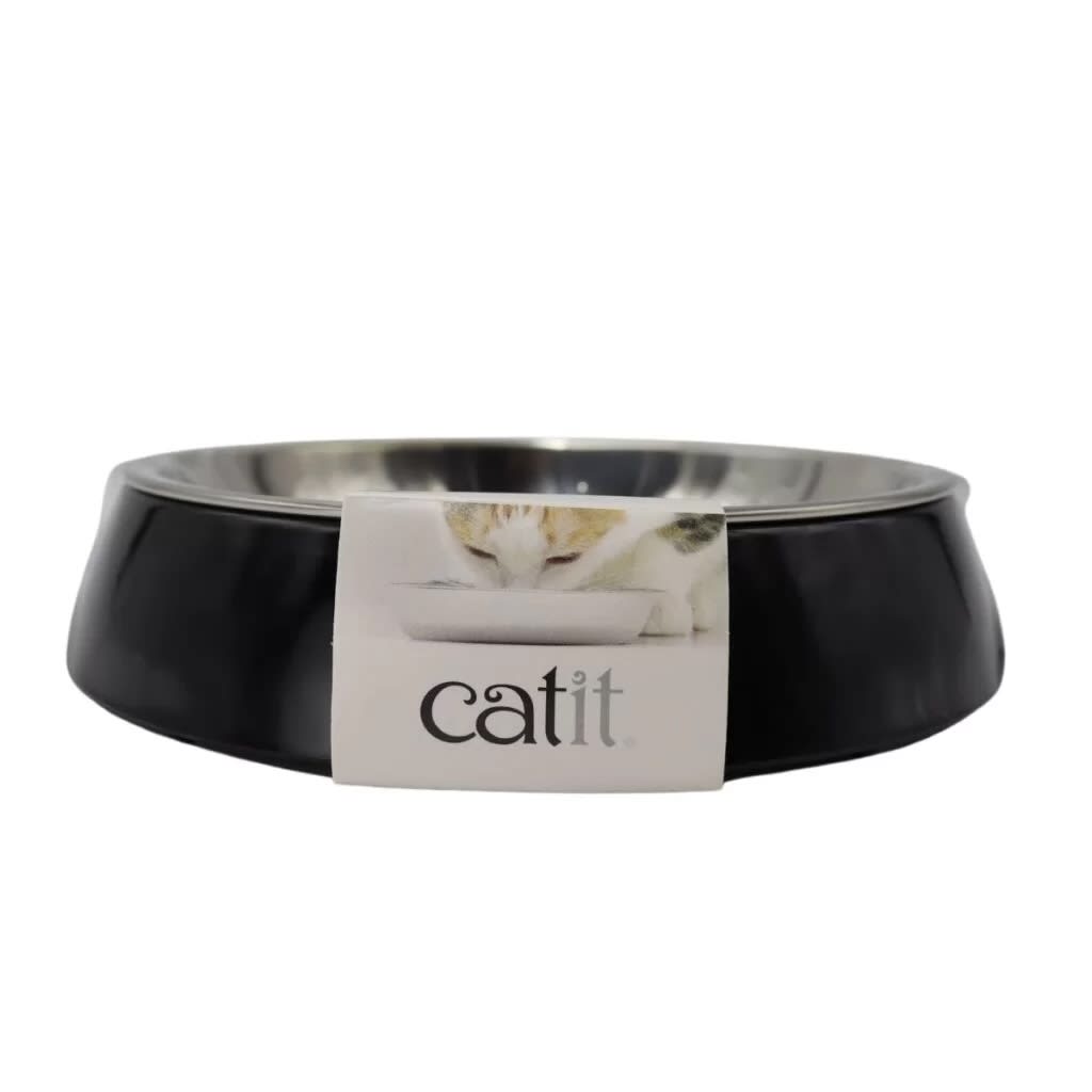 CATIT COMEDERO BORDE BAJO INDIVIDUAL NEGRO2