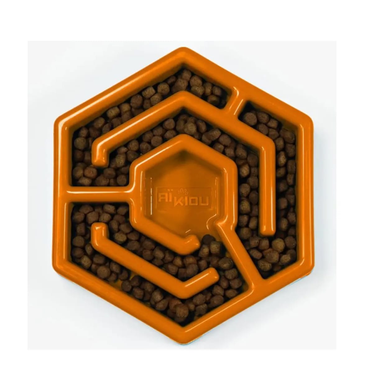 COMEDERO INTERACTIVO HEXAGONO NARANJO PARA PERROS2