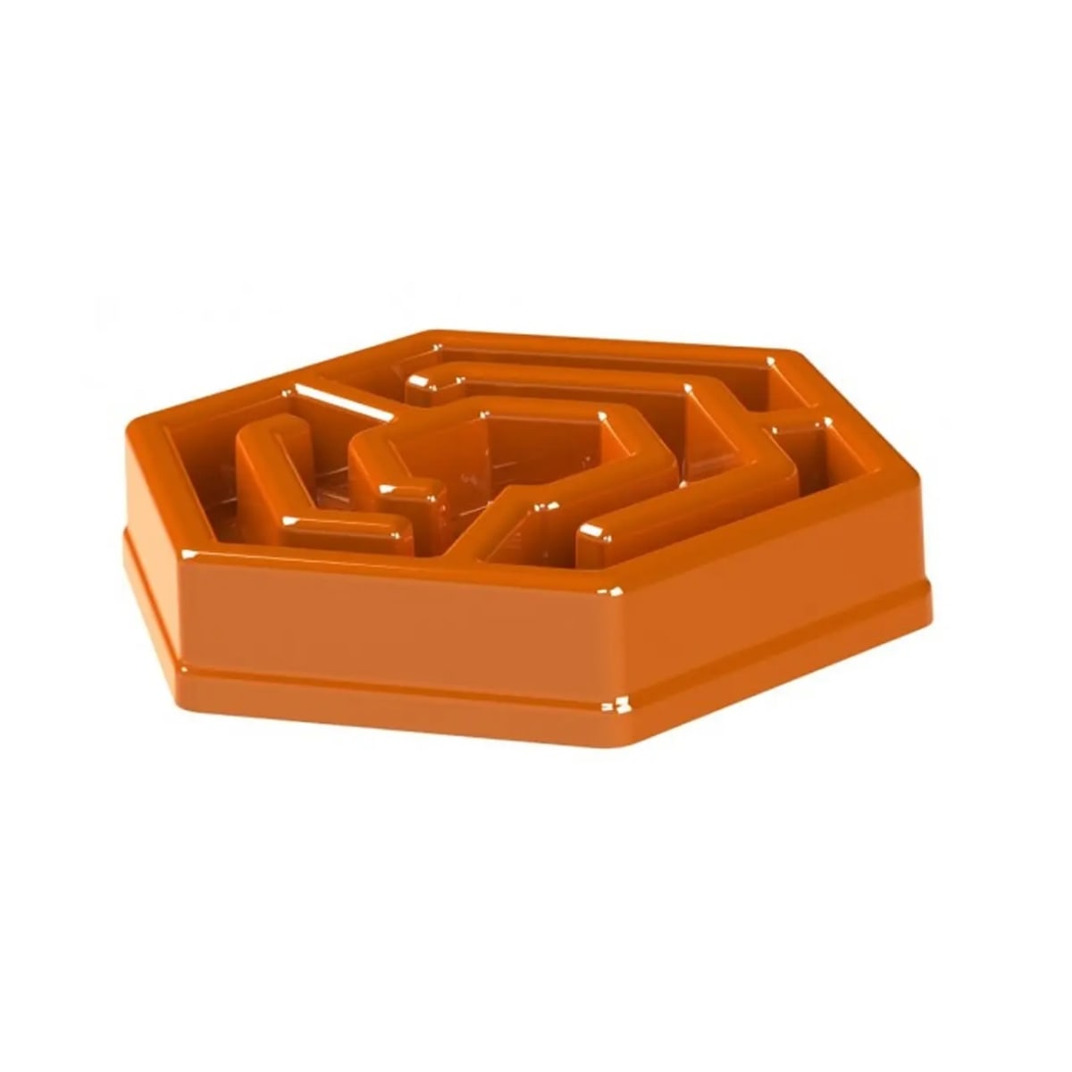 COMEDERO INTERACTIVO HEXAGONO NARANJO PARA PERROS1