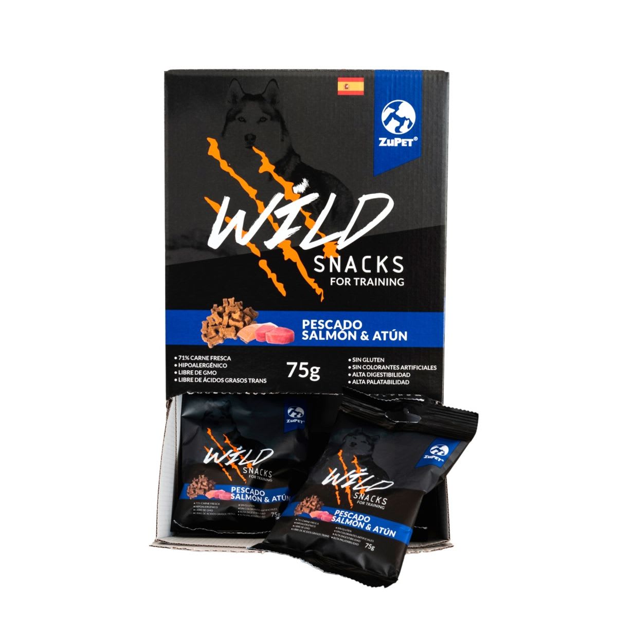 CAJA SNACK WILD SALMON & ATUN 25 UN x75 GR1