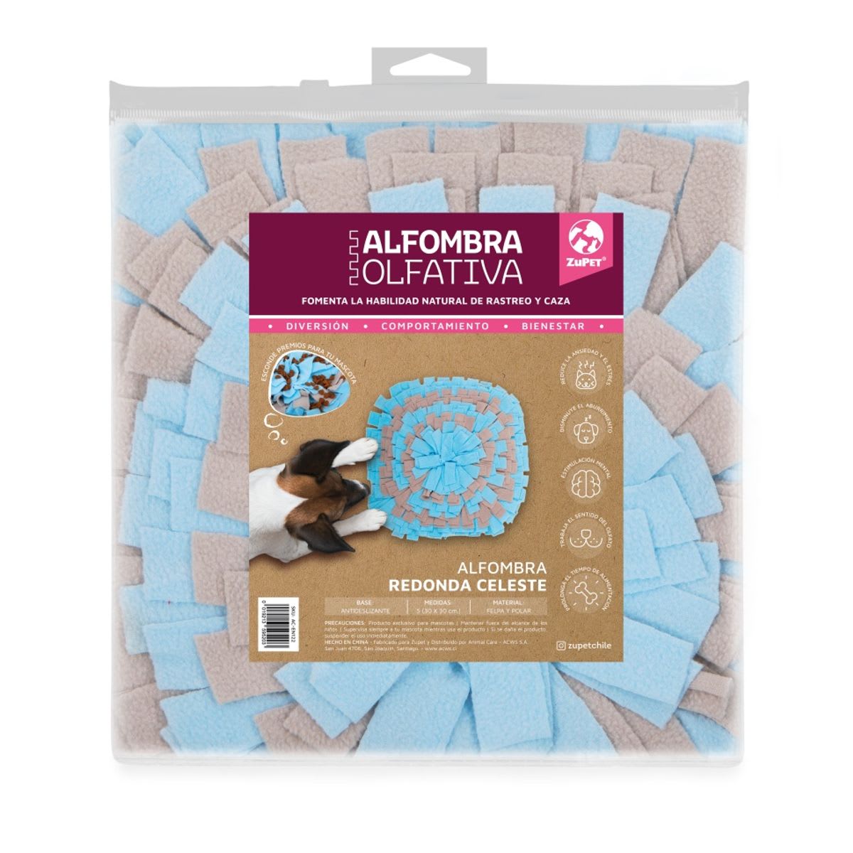 ZUPET ALFOMBRA OLFATIVA CUADRADA CELESTE (30X30CM)1