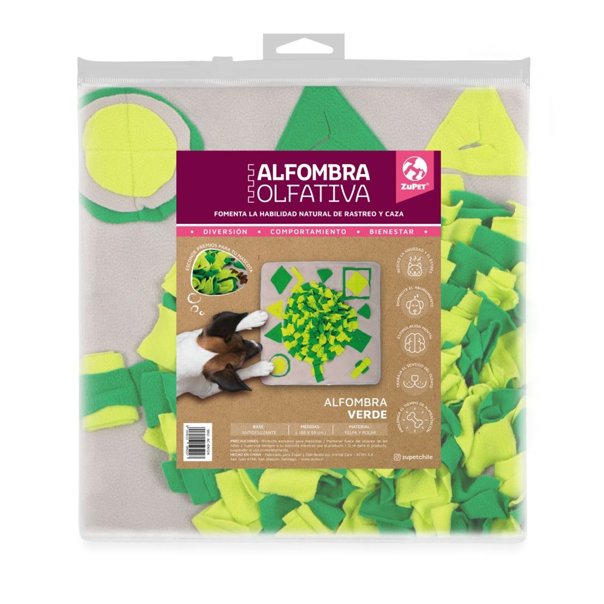 ZUPET ALFOMBRA OLFATIVA CUADRADA VERDE (68X68CM)1