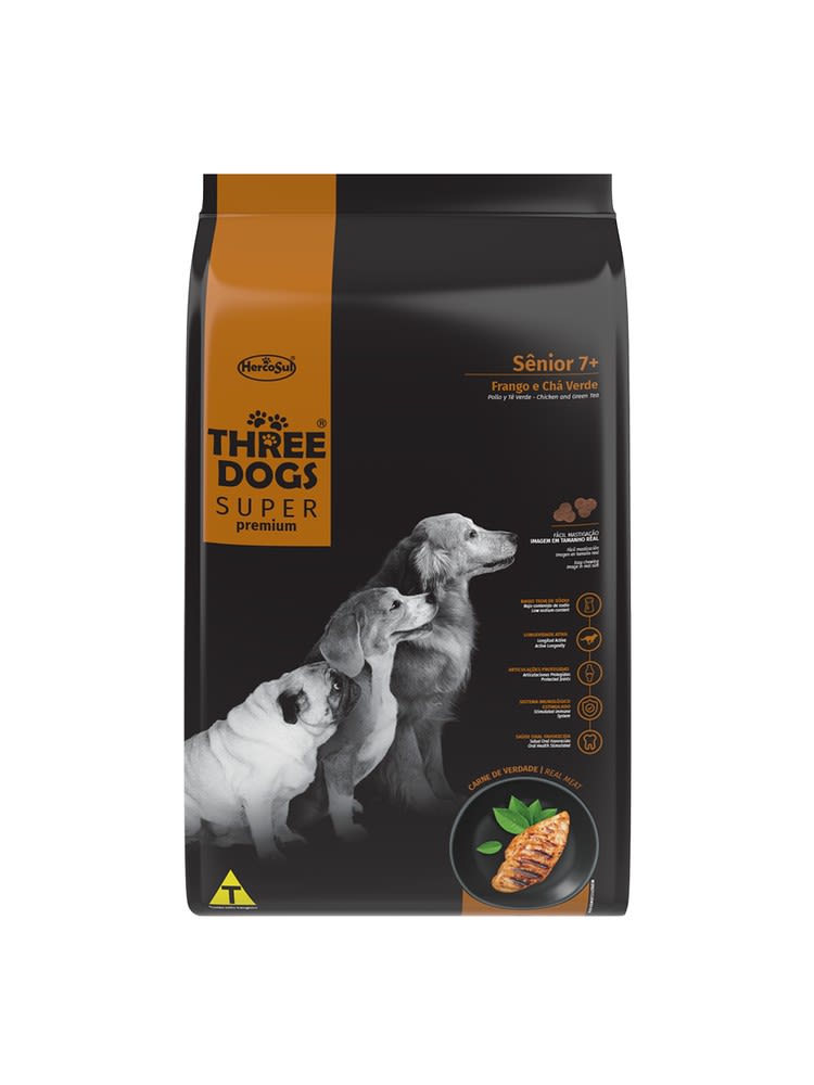 Three Dogs Super Premium Senior 7 + - Pollo y Té Verde (3 KG)1