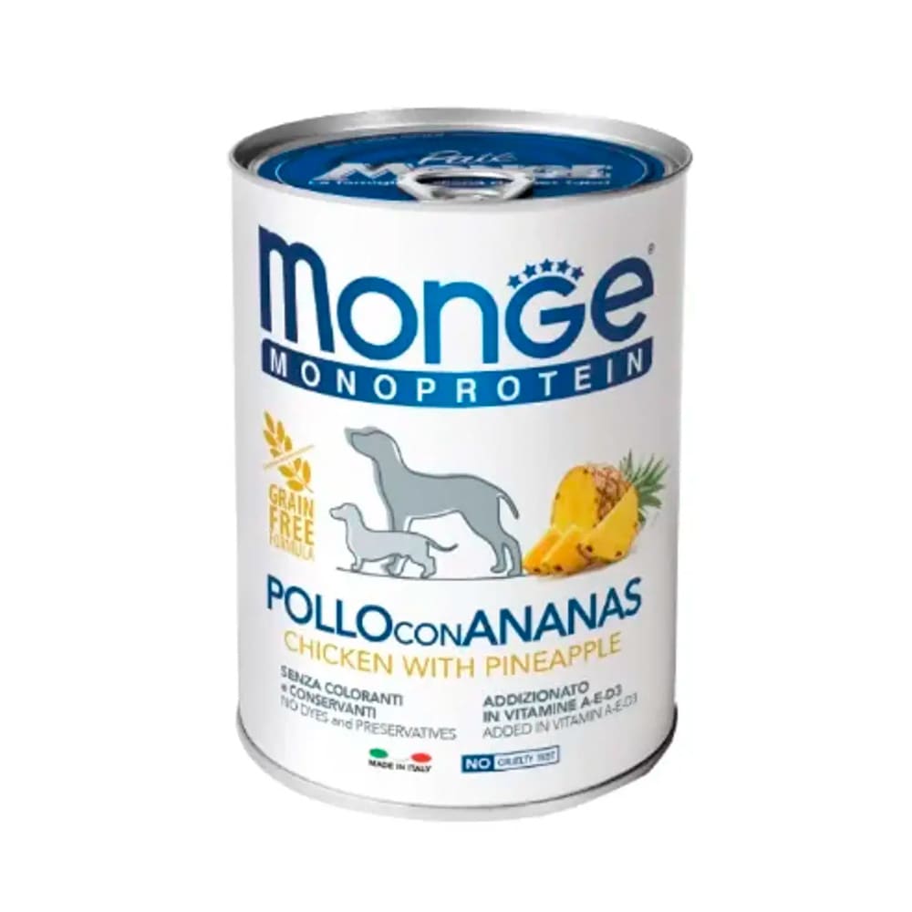MONGE LATA PERRO POLLO CON PIÑA 400 GR1