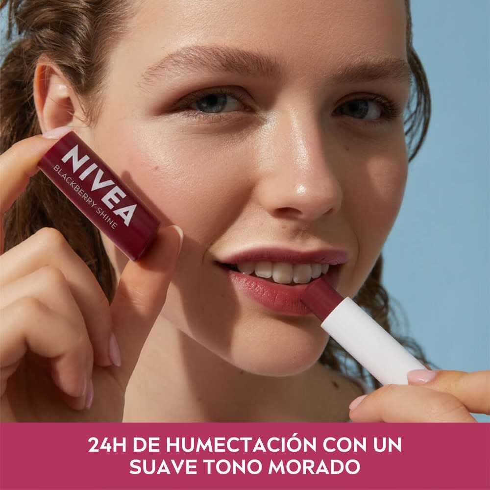 NIVEA PROTECTOR LABIAL BLACKBERRY SHINE 4.8 GR3