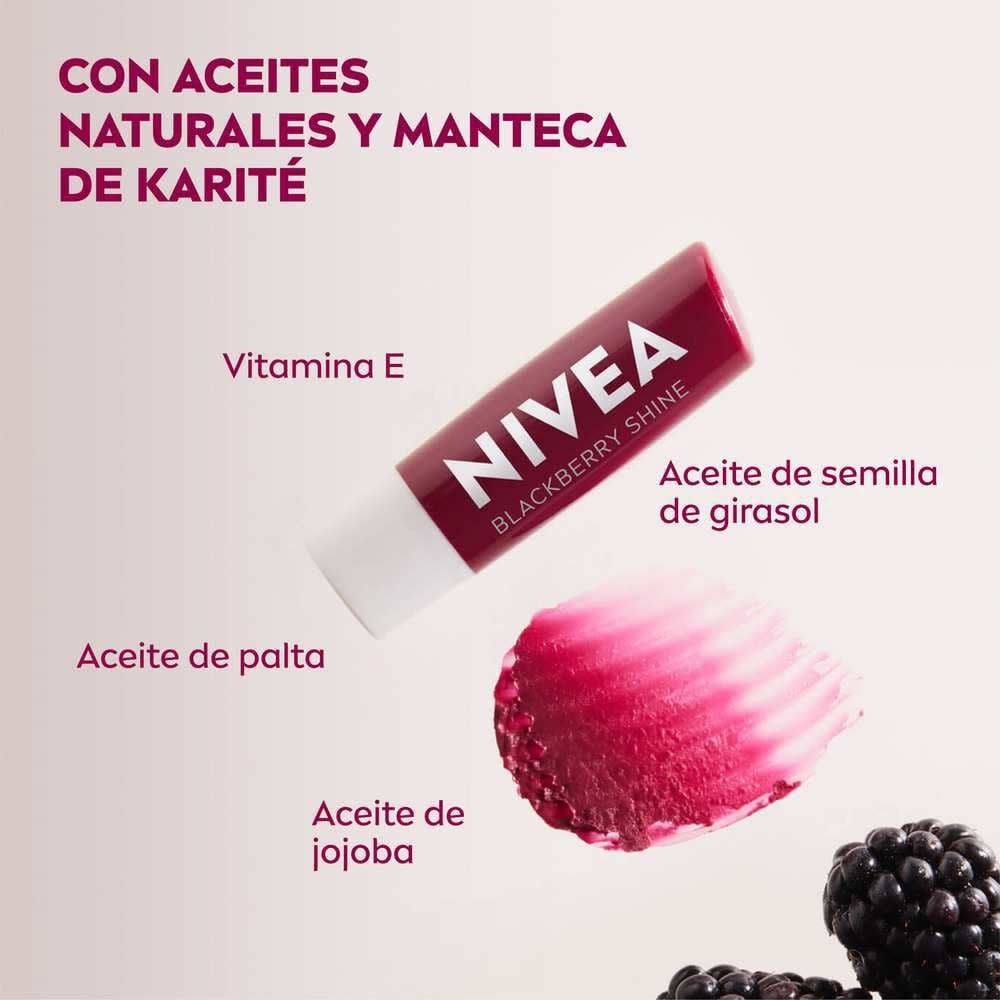 NIVEA PROTECTOR LABIAL BLACKBERRY SHINE 4.8 GR2